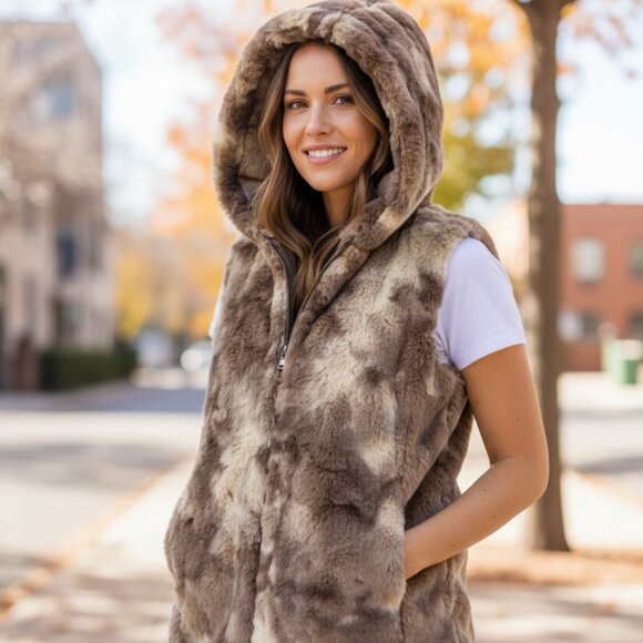 erin london Jackets & Blazers - Erin London Women's Large Faux Fur Vest Front Zip Soft & Comfy!